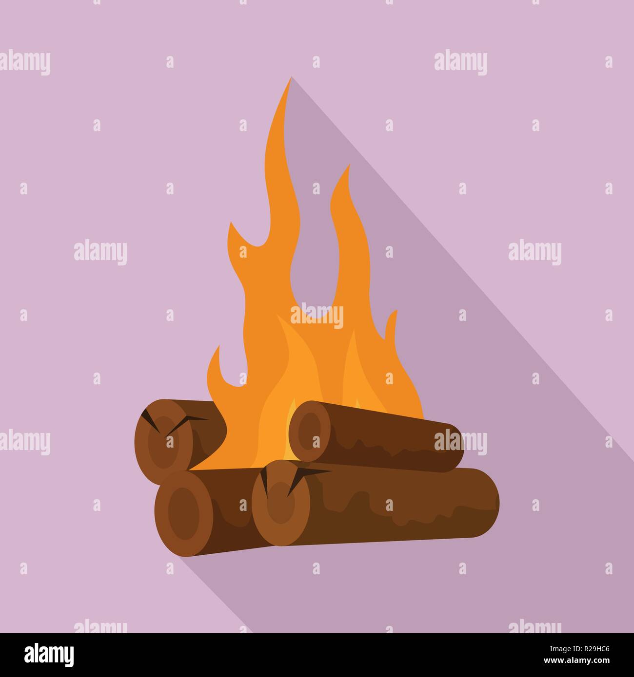 Long camp fire icon. Flat illustration of long camp fire vector icon for web design Stock Vector