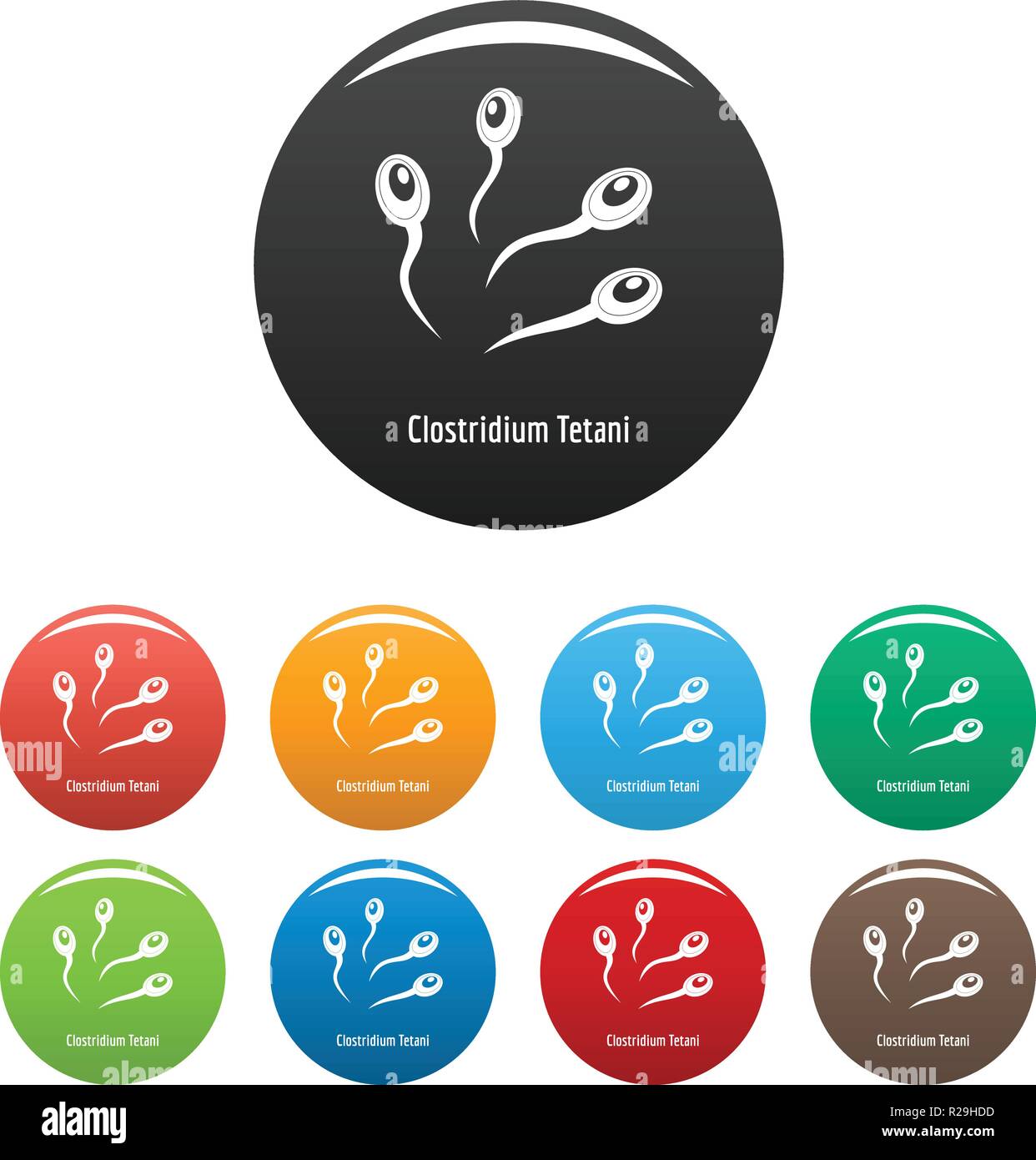 Clostridium tetani icon. Simple illustration of Clostridium tetani vector icons set color isolated on white Stock Vector