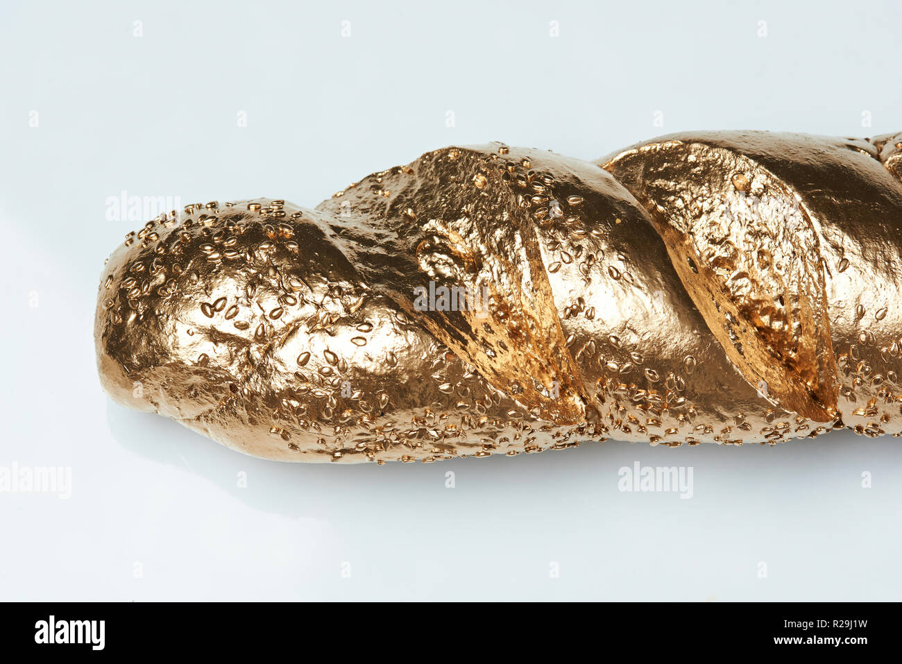 Close up Of Golden Baguette Isolated On White Background Stock Photo 