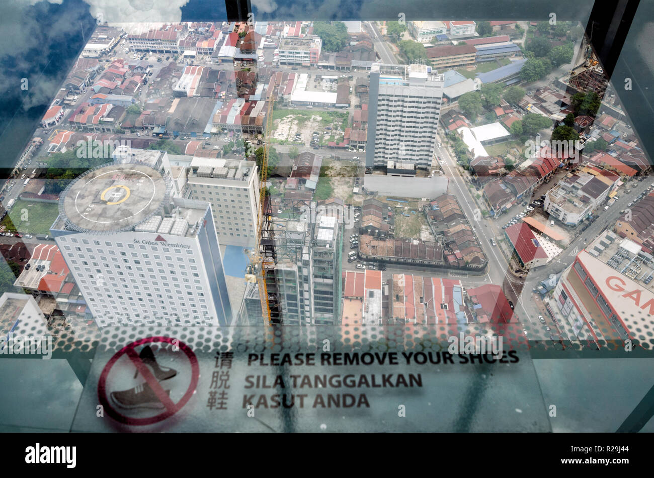 Penang Malaysia Jun 27 2017 Observatory Deck With Transparent Glass Floor At Level 68 On Roof Top Of Komtar Tower Penang Malaysia Komtar Pen Stock Photo Alamy