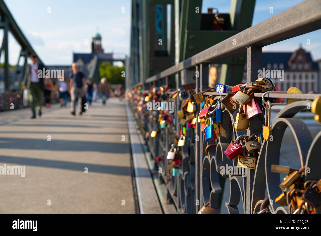 Locks on Iron Bridge, Frankfurt, Hesse, Germany Stock Photo Alamy