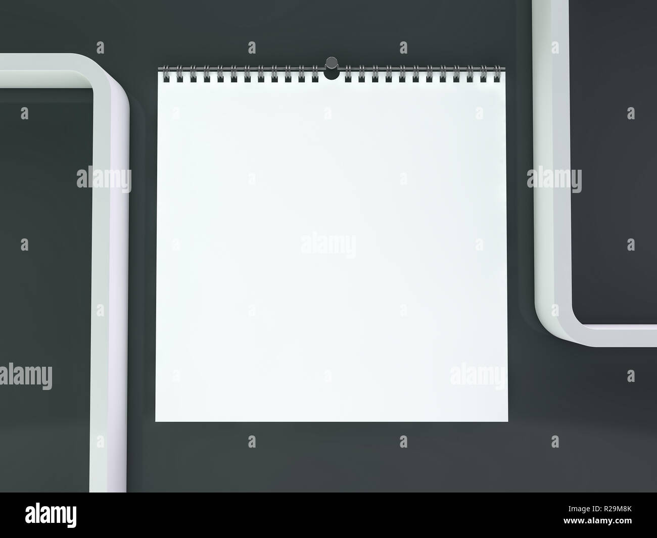 Blank wall calendar with spring. 3D rendering Stock Photo - Alamy