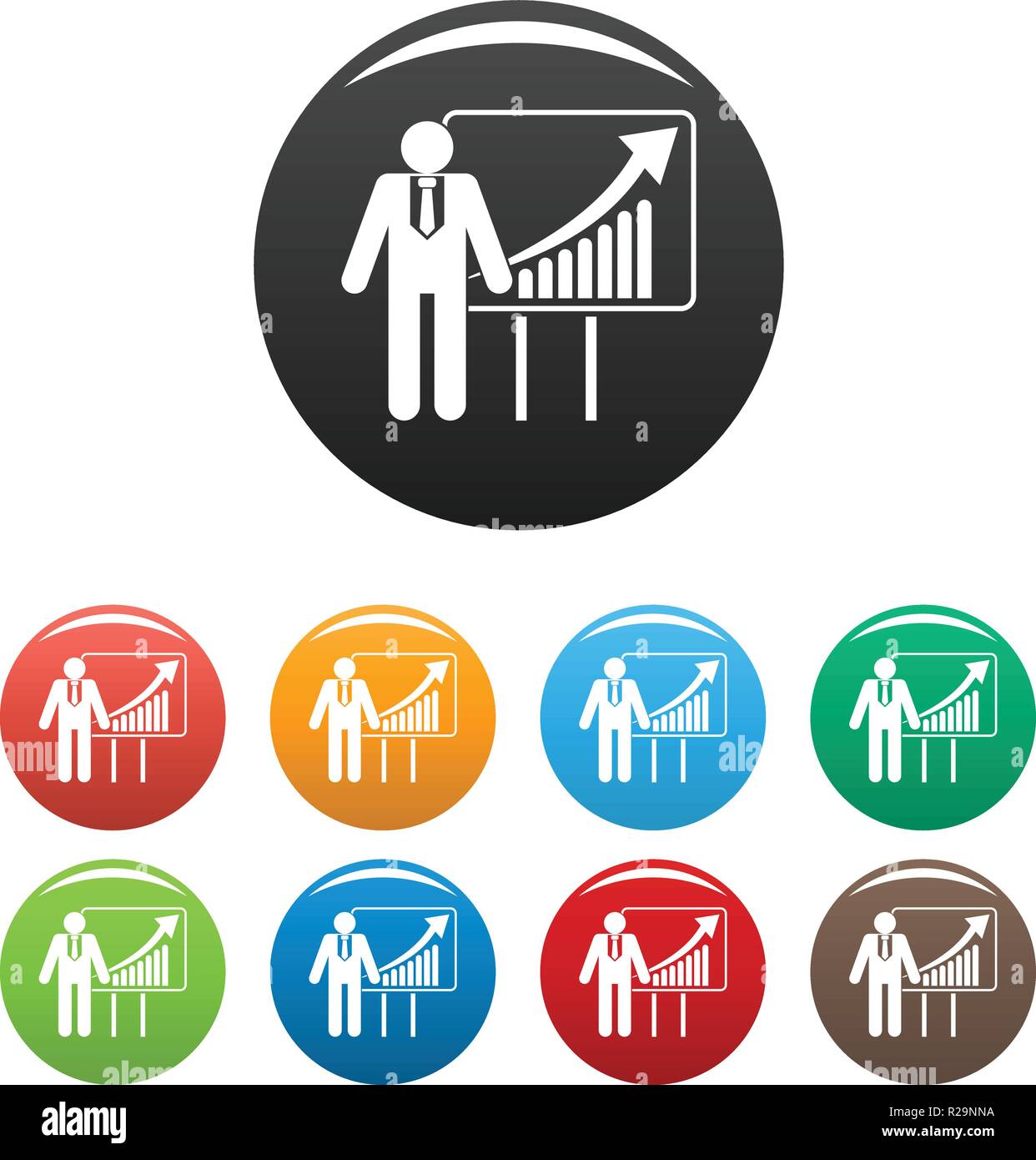 Man with diagram icon. Simplev illustration of man with diagram vector ...
