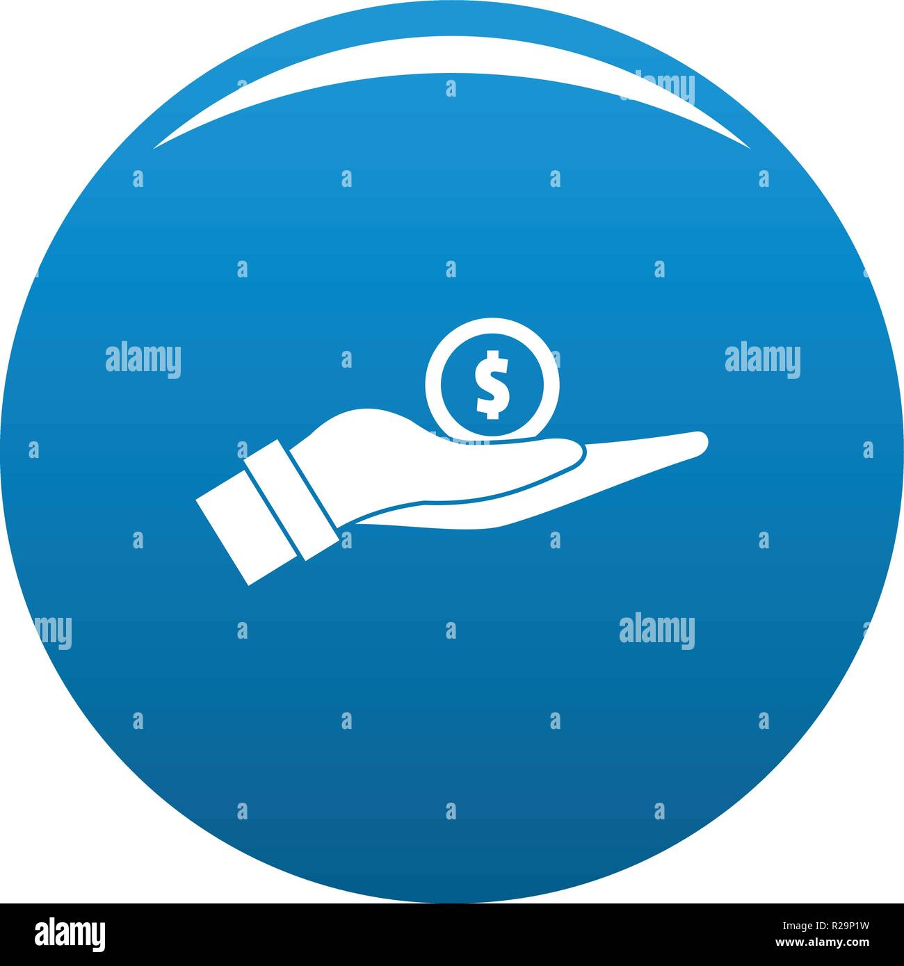 Coin in hand icon. Simple illustration of coin in hand vector icon for ...
