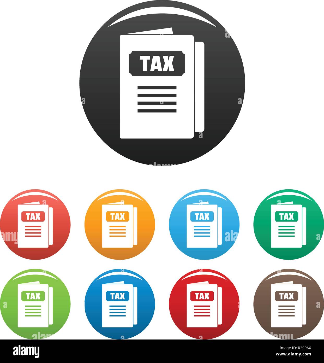 Tax icon. Simple illustration of tax vector icons set color isolated on ...