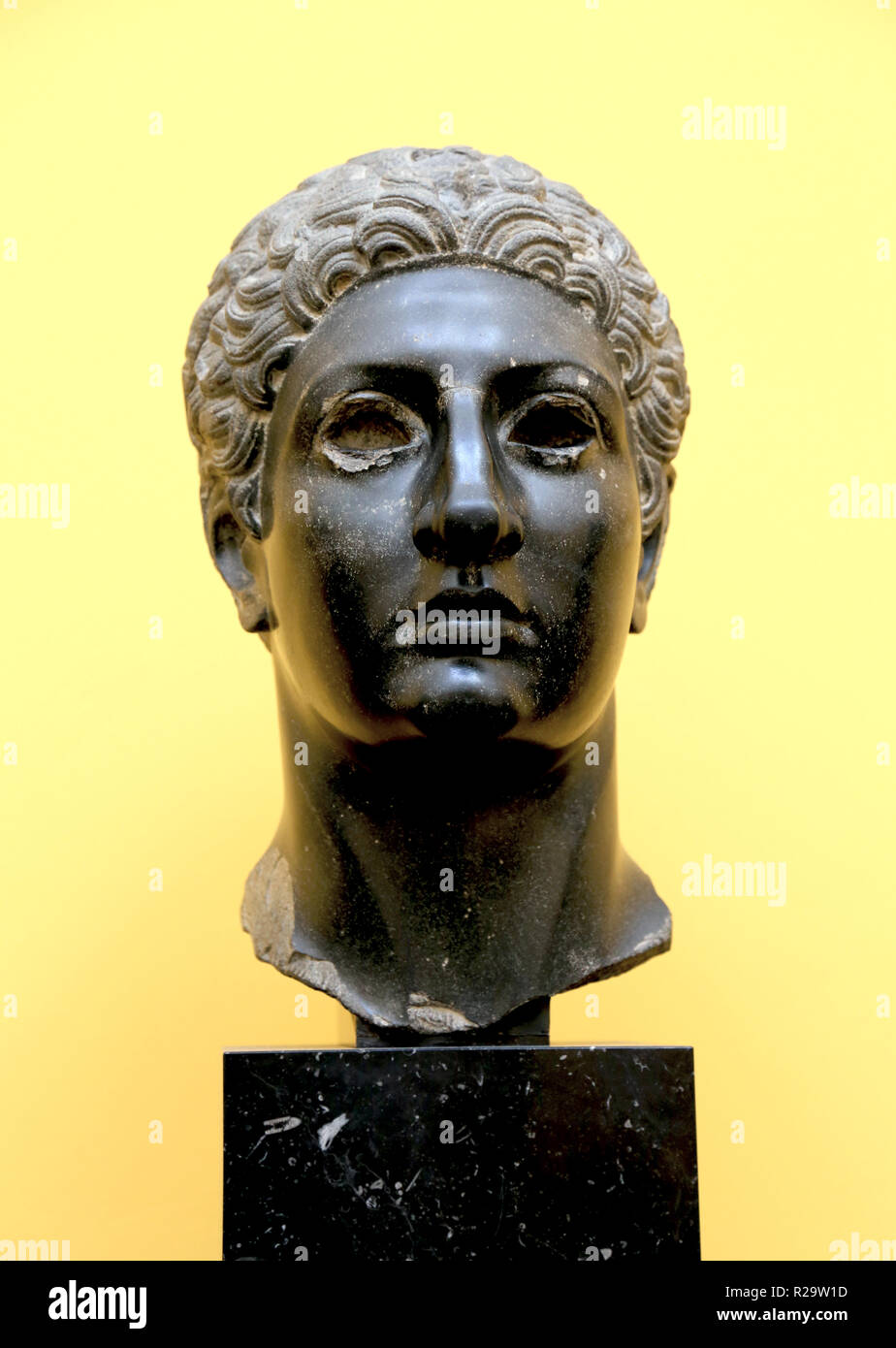 Portrait o fthe  King Ptolemy III, Euergetes (the benefactor of gods). The reign of Ptolemy III. (246-222 BC). Diorite.  Ptolemaic dynasty. Stock Photo