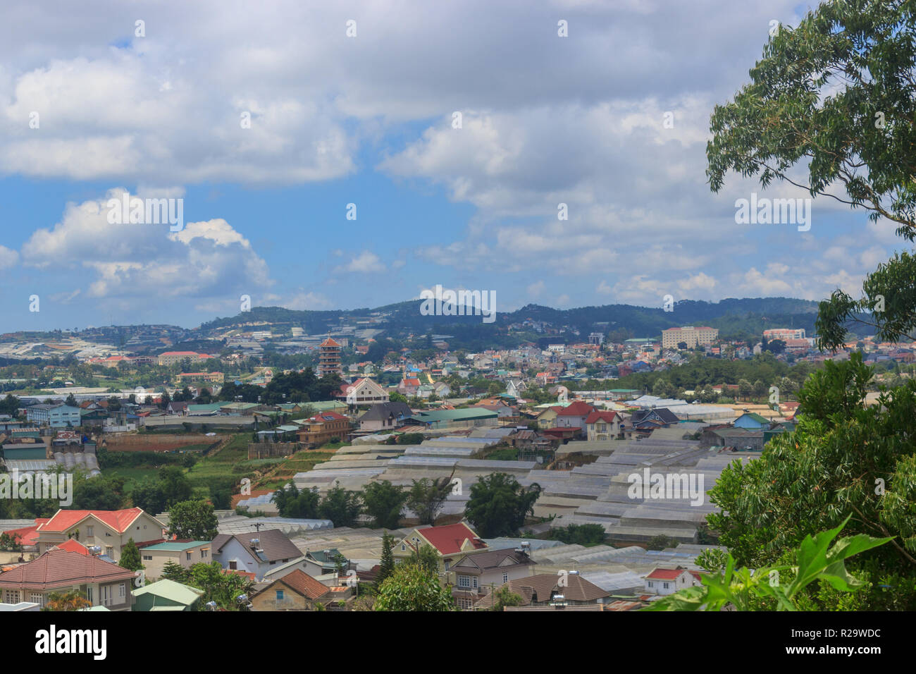view over colorful dalat in vietnam Stock Photo