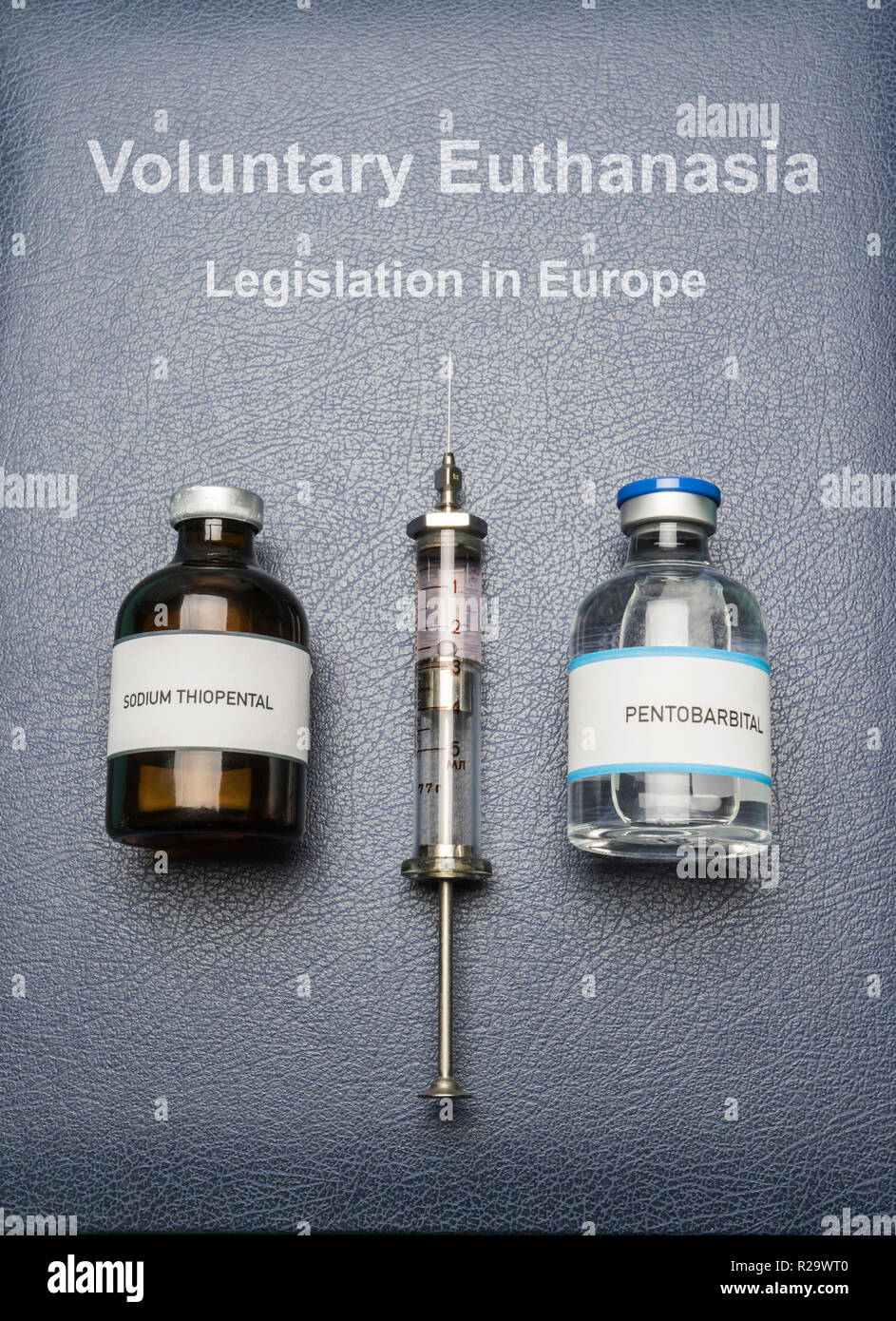 Book of voluntary euthanasia and legislation in Europe, vials of sodium