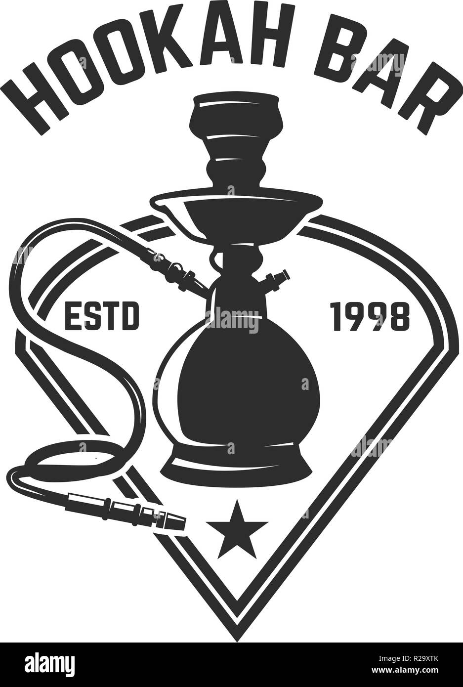Hookah shop. Emblem template with hookah. Design element for logo