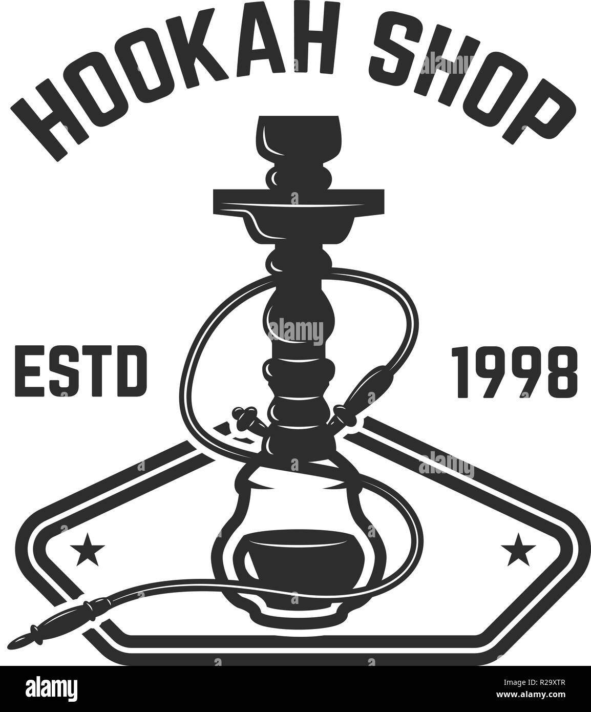 Hookah shop. Emblem template with hookah. Design element for logo