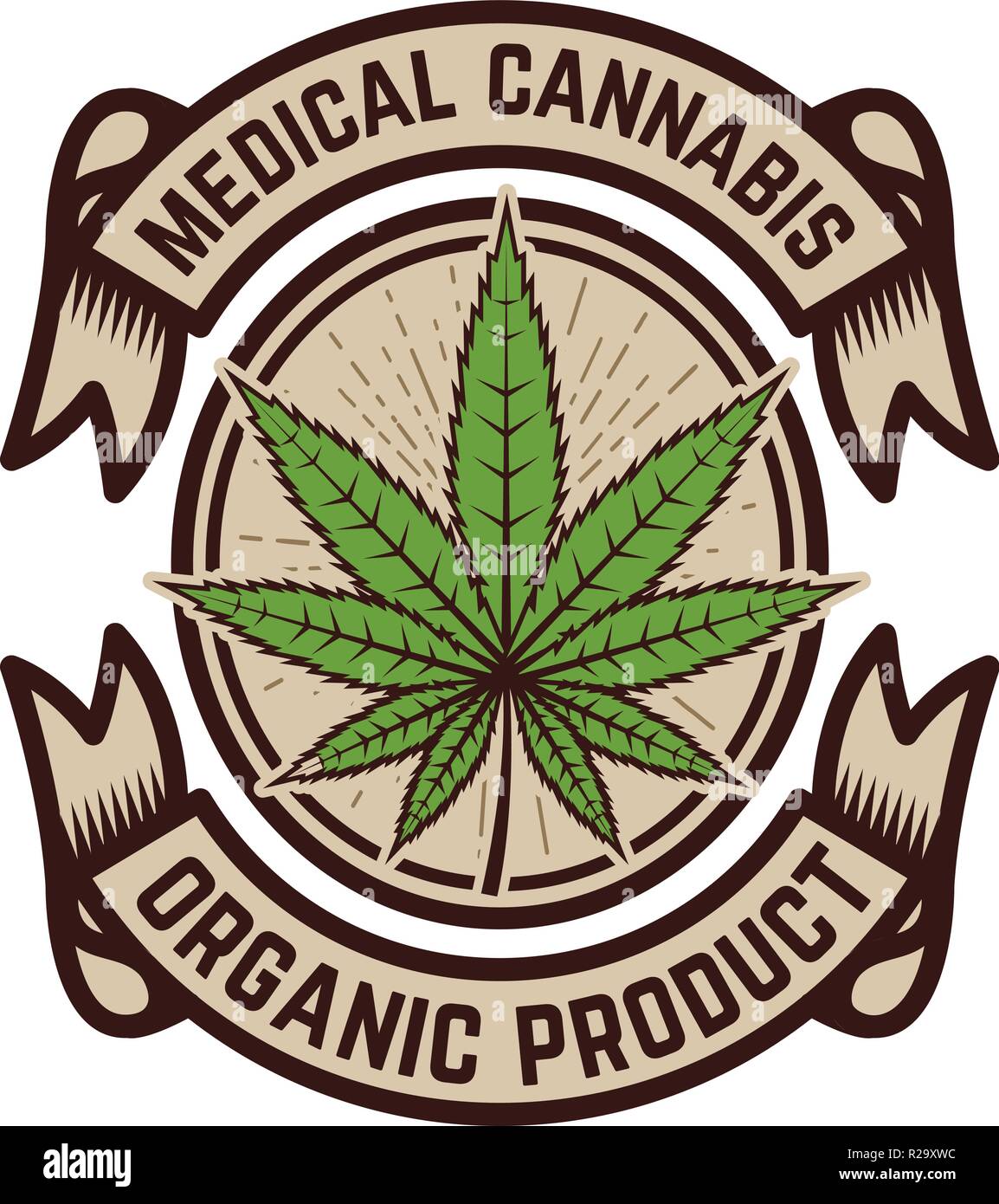 Medical marijuana. Emblem template with cannabis leaf. Design element for logo, label, emblem