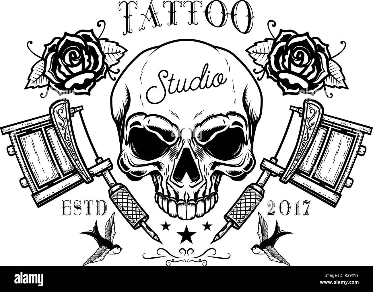 Vector Illustration Of A Tattoo Machine Icon Featuring Black And White  Doodle Design For Logo Purposes Vector, Tattoo Drawing, Rat Drawing, Ring  Drawing PNG and Vector with Transparent Background for Free Download