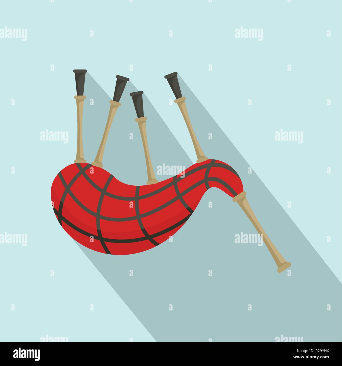 Scootish bagpipes icon. Flat illustration of scootish bagpipes vector icon for web design Stock Vector