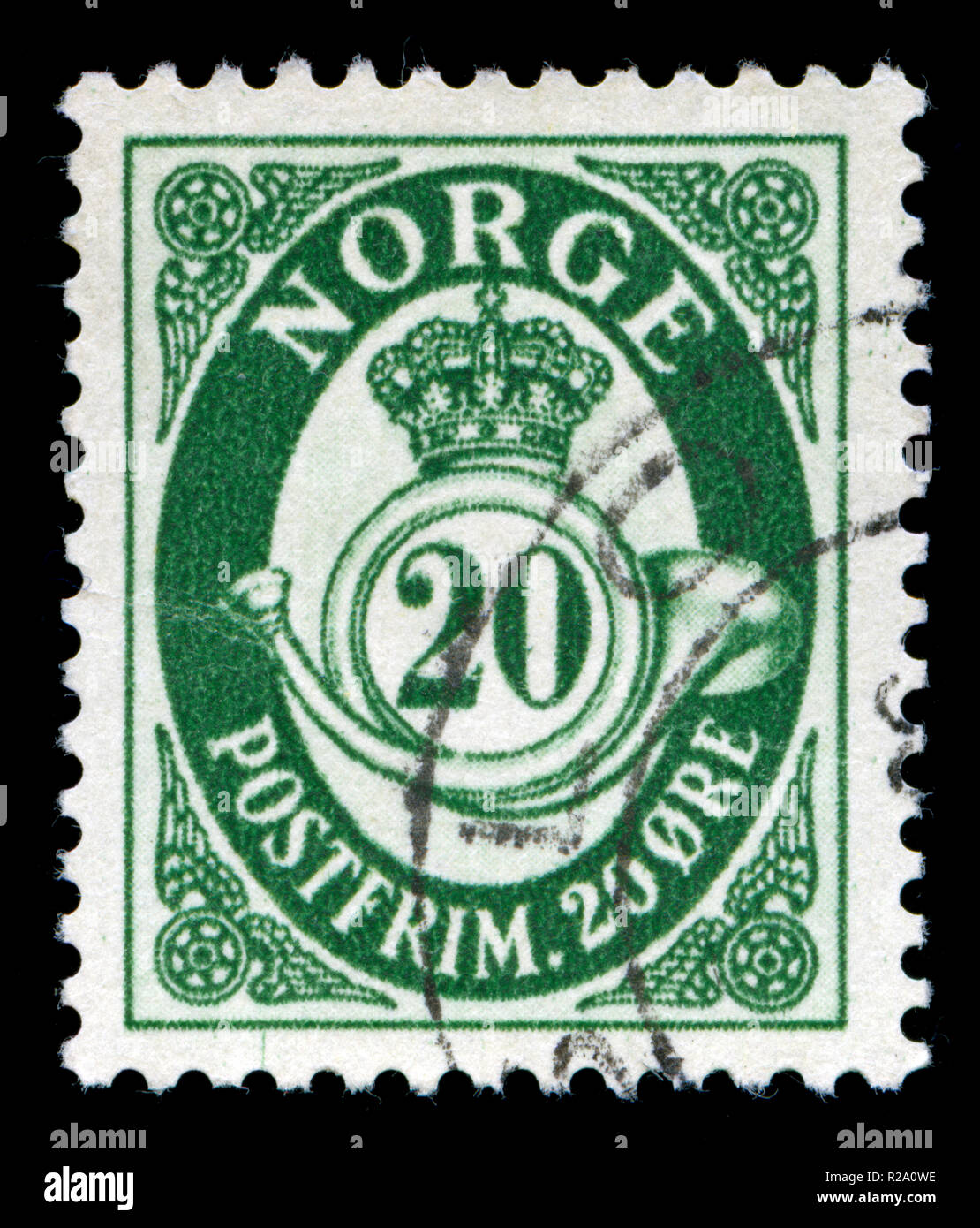 Postmarked stamp from Norway in the Posthorn series Stock Photo Alamy
