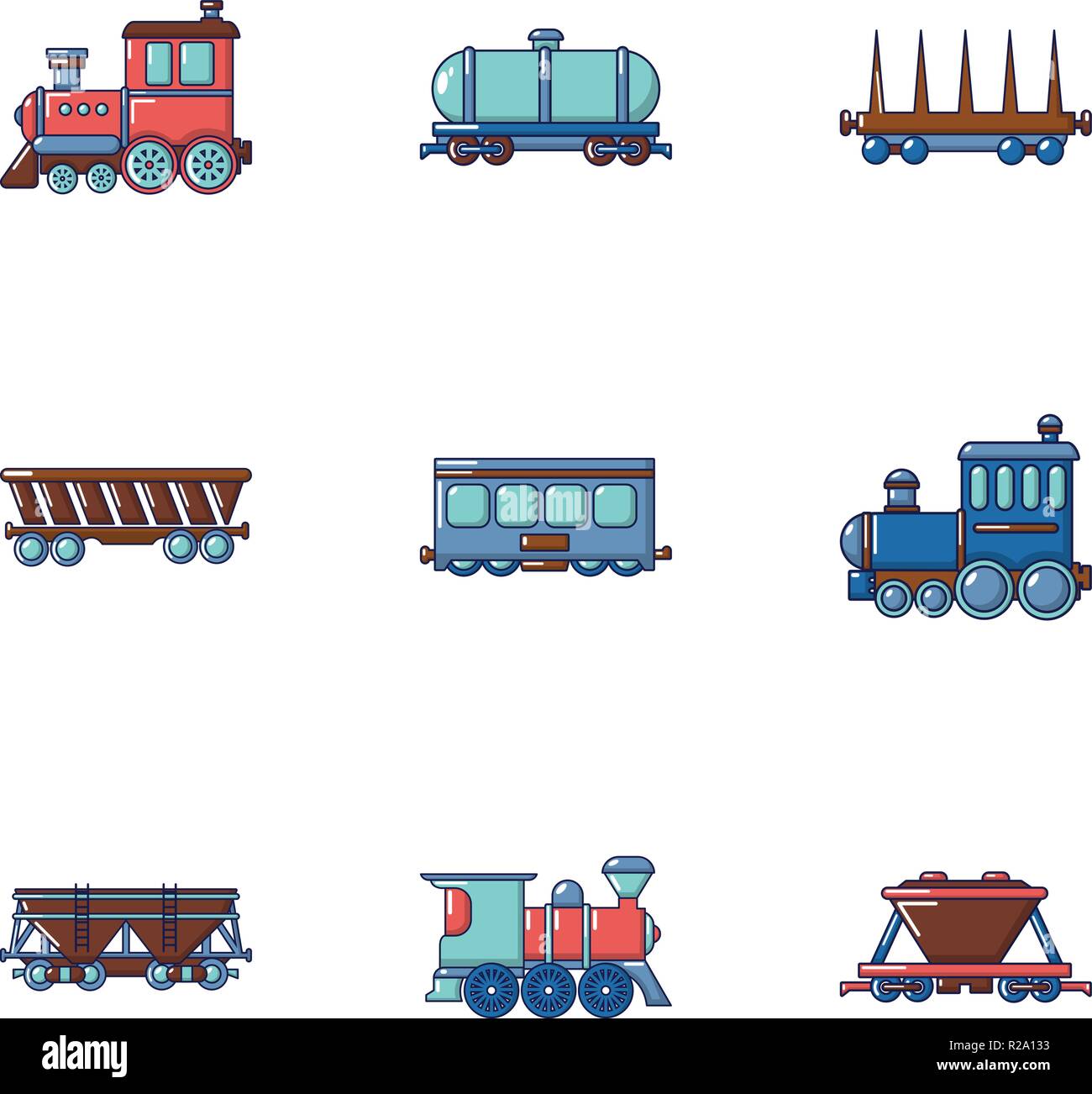 Electric train icons set, flat style Stock Vector Image & Art - Alamy