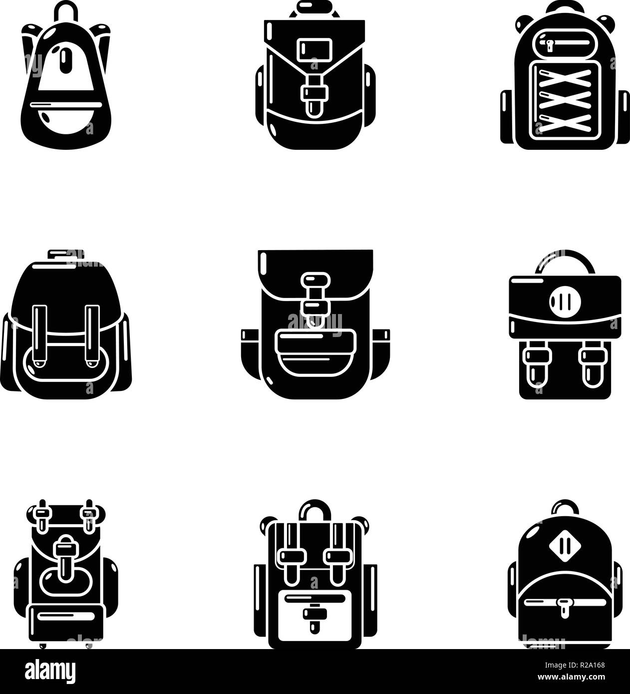Knapsack icons set, simple style Stock Vector