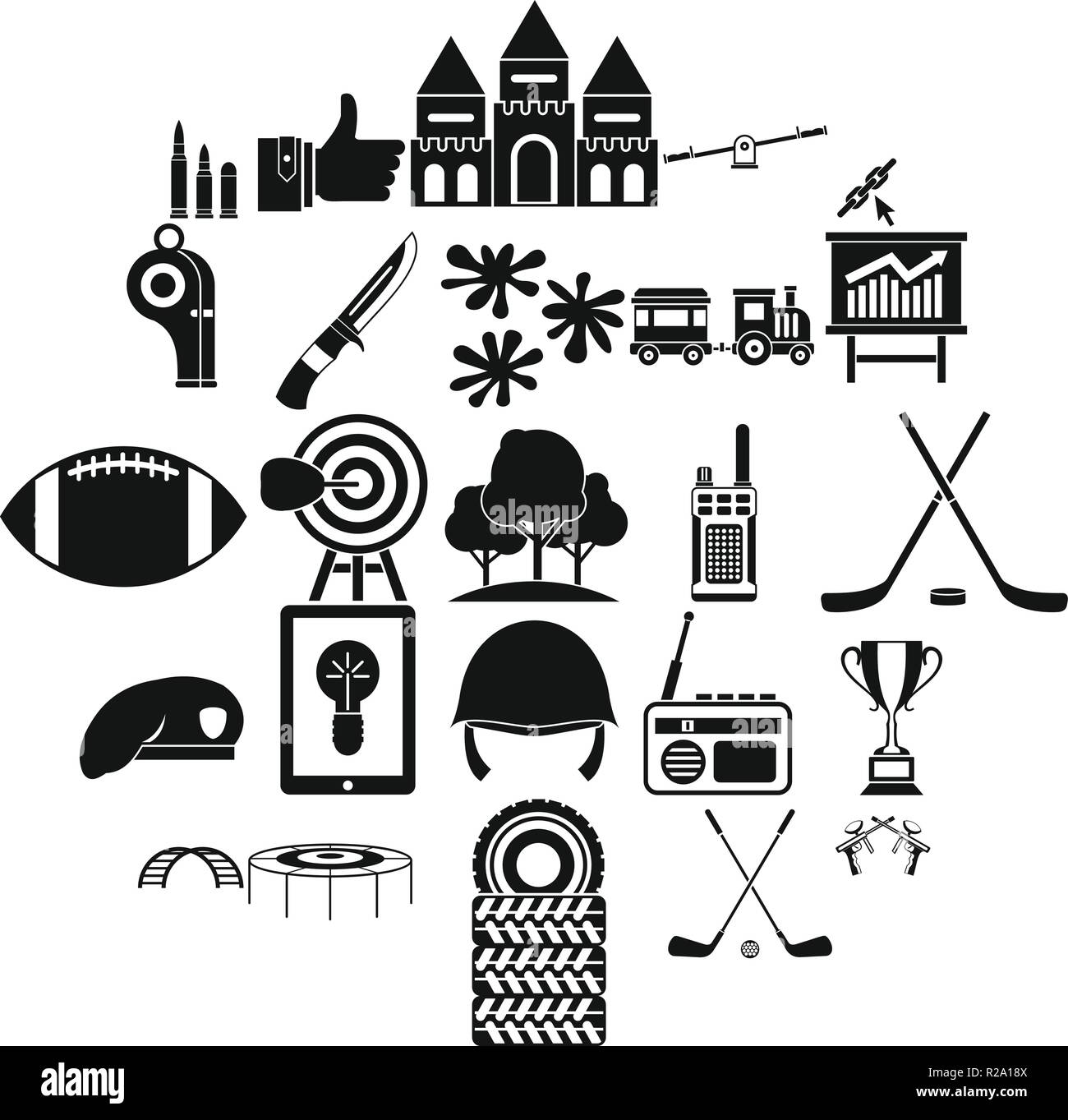 Goal icons set, simple style Stock Vector