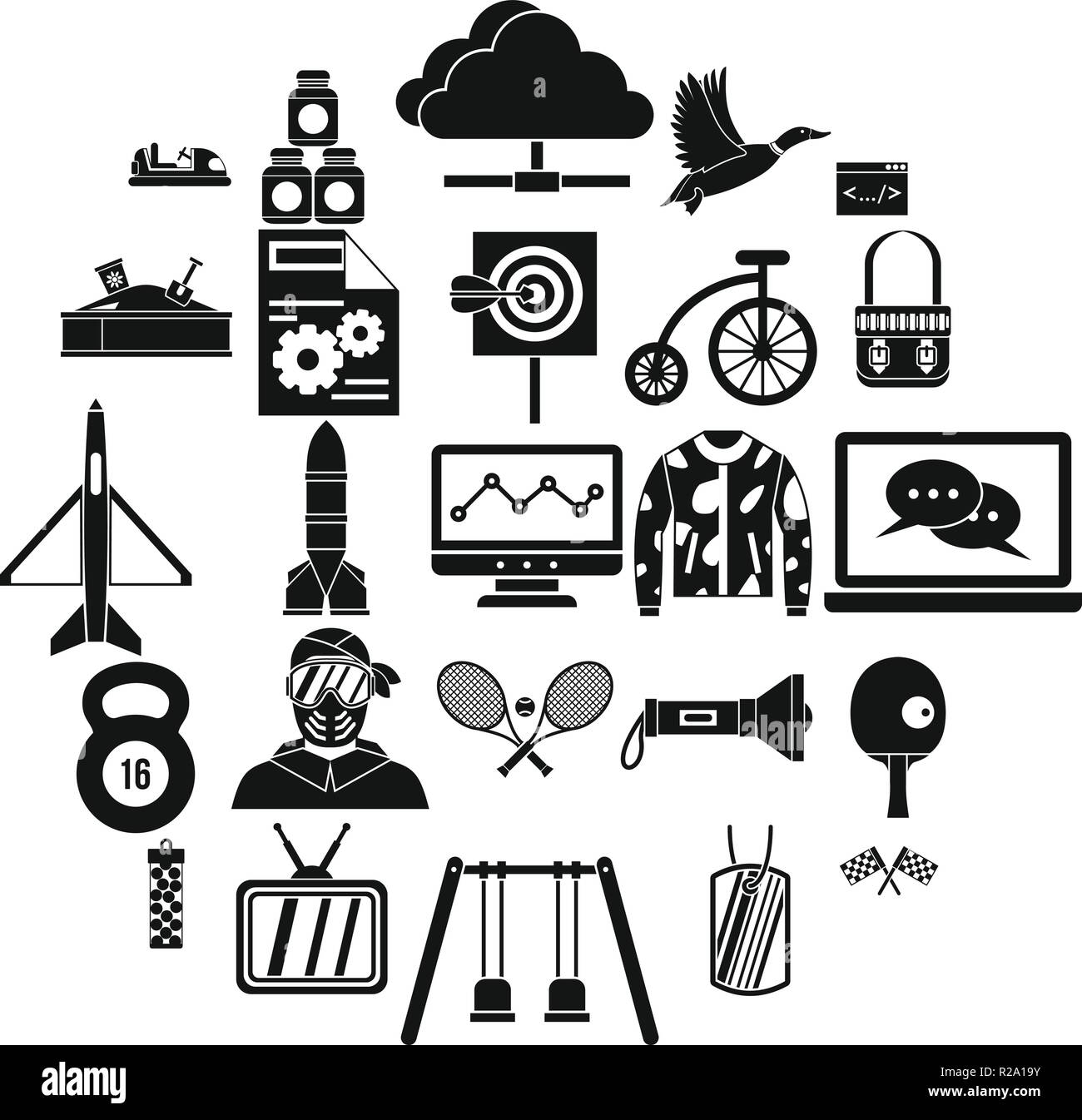 Aim icons set, simple style Stock Vector