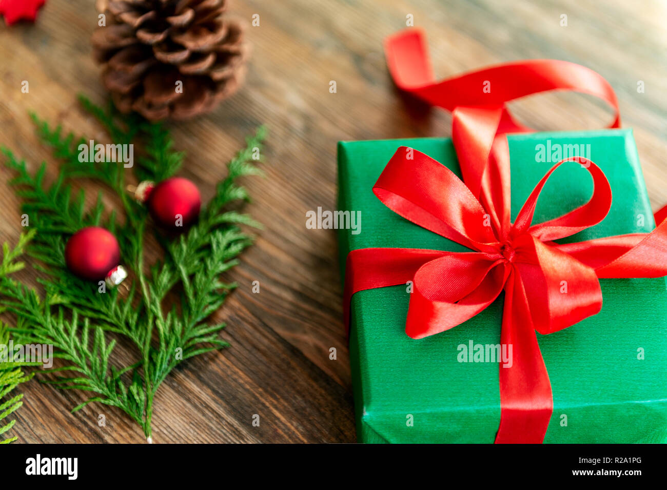 Rustic Christmas Gift Wrapping. Christmas gift boxes. View from above Stock  Photo - Alamy