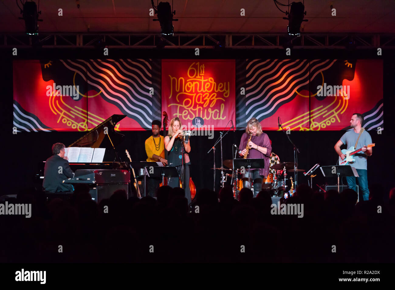 INGRID & CHRISTINE JENSEN INFINITUDE perform at the 61st Monterey Jazz Festival - MONTEREY, CALIFORNIA Stock Photo
