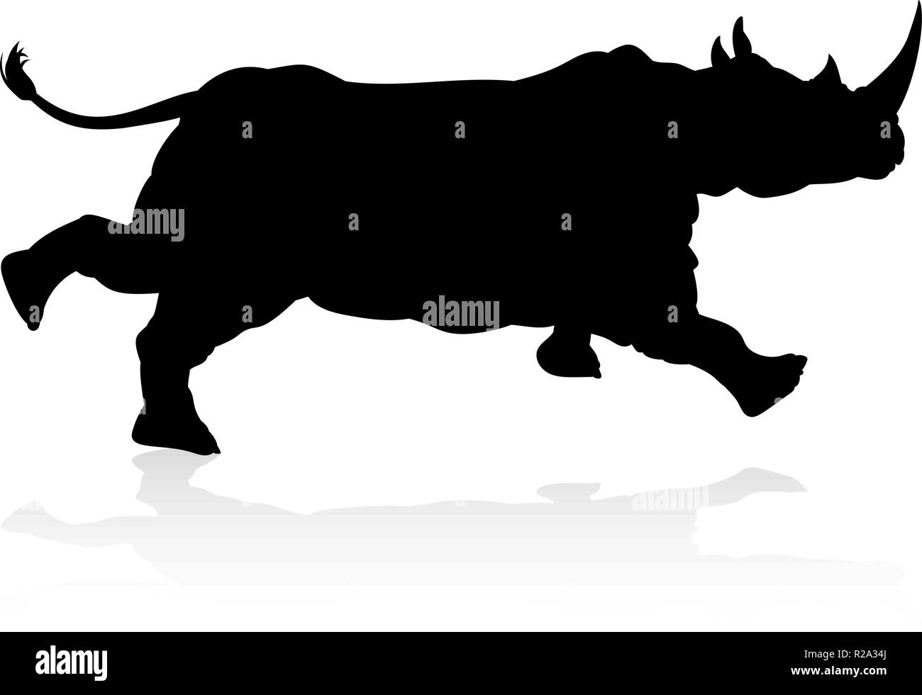 Rhino Animal Silhouette Stock Vector