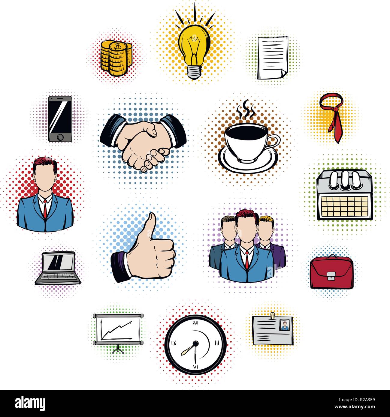 Business comics icons set isolated on white background Stock Vector ...