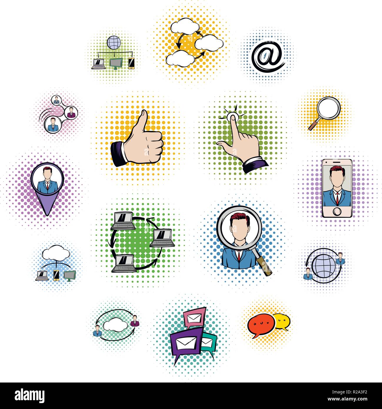Social network comics icons set. Online chat web communication isolated on  a white background Stock Vector Image & Art - Alamy