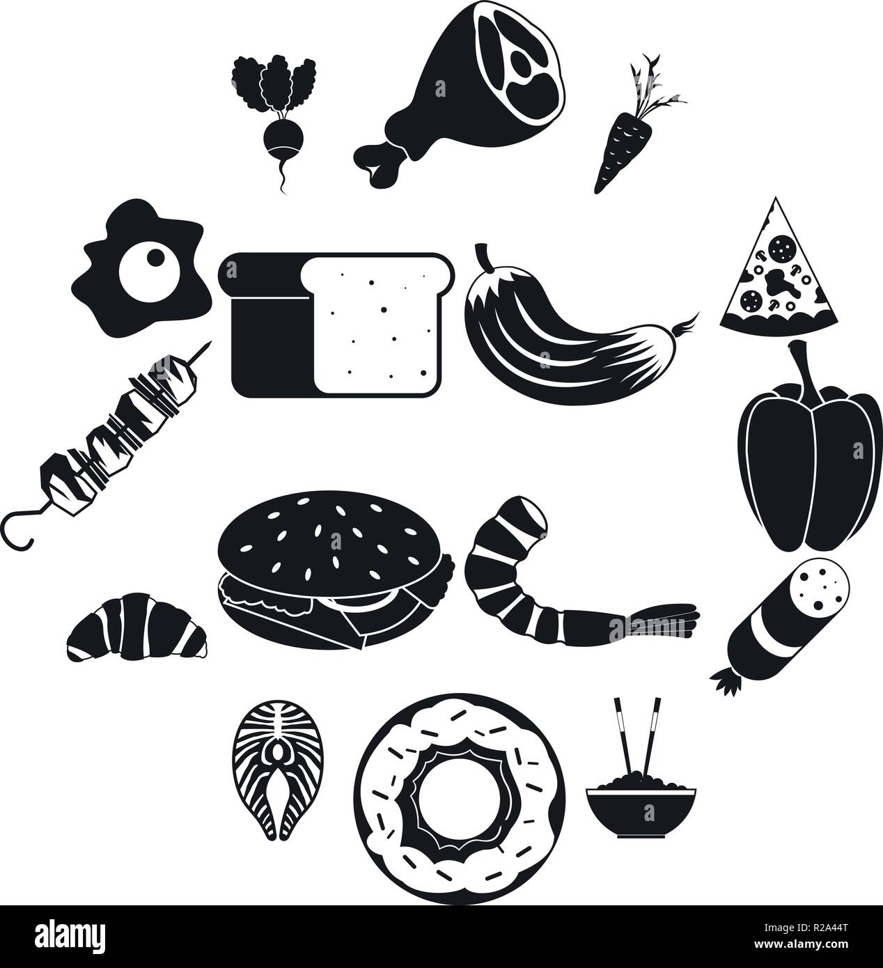 Food icons set in black simple style for any design Stock Vector Image ...