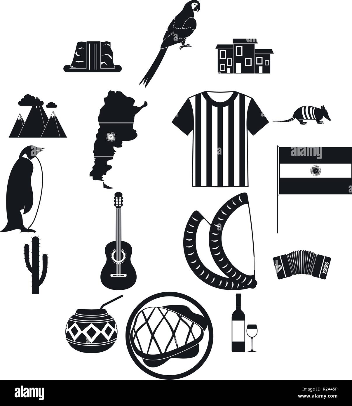 Argentina set icons in simple style for any design Stock Vector