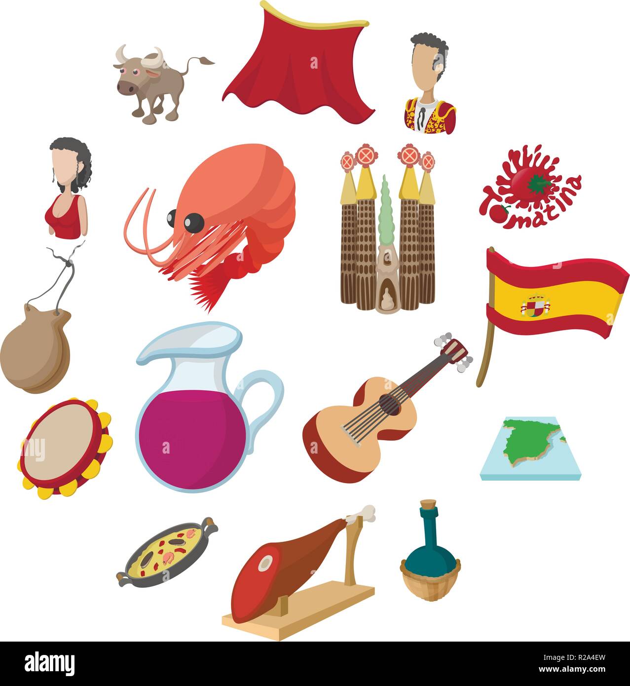 Dessin En Rapport Avec L espagnol Spain icons in cartoon style for web and mobile devices Stock Vector Image & Art - Alamy