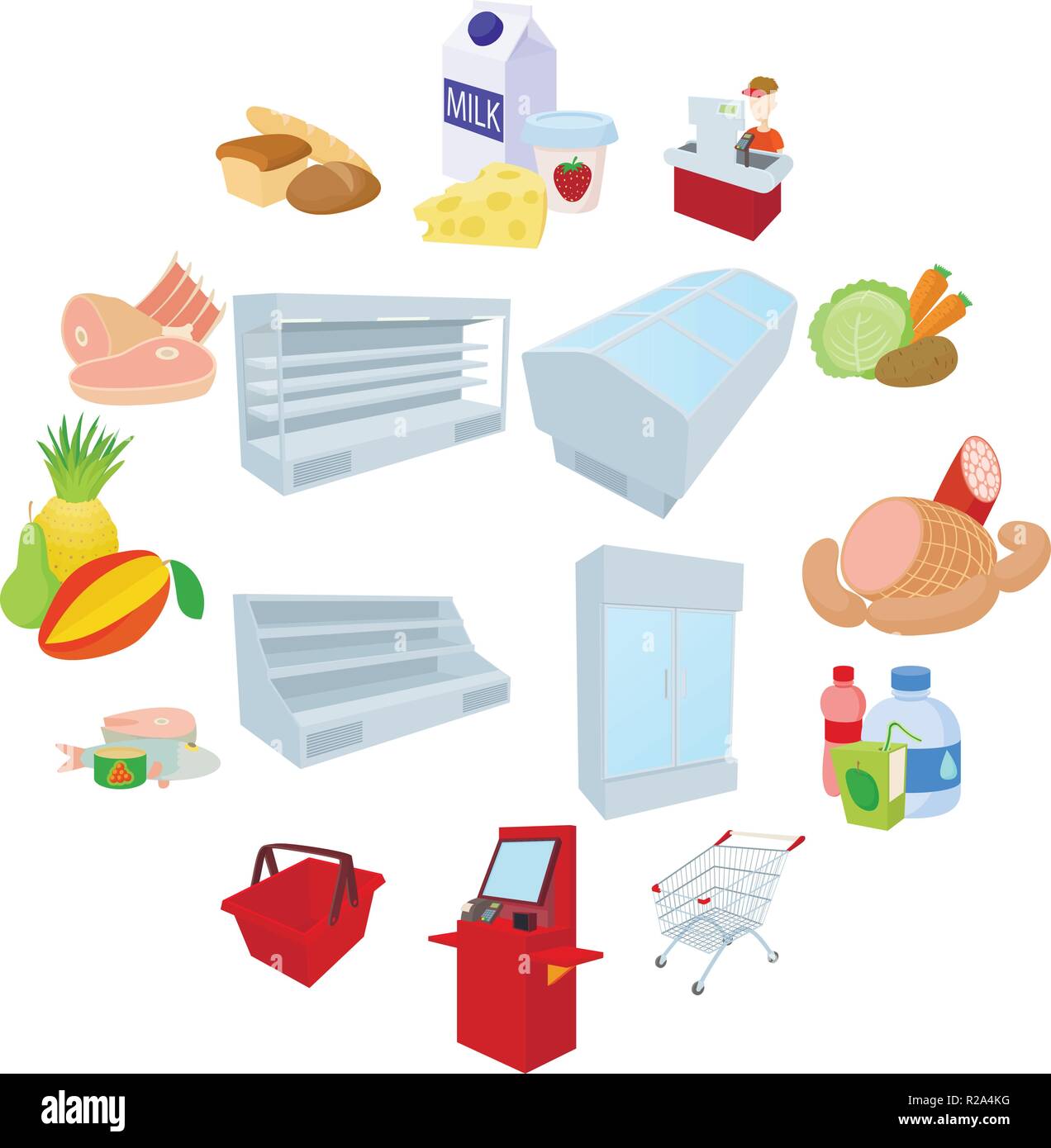 Meat products in supermarket shelf Royalty Free Vector Image