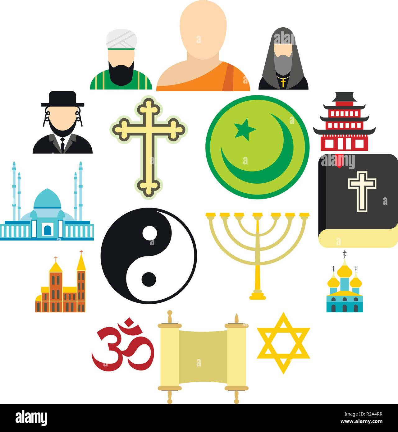 Religion flat icons set for web and mobile devices Stock Vector Image ...
