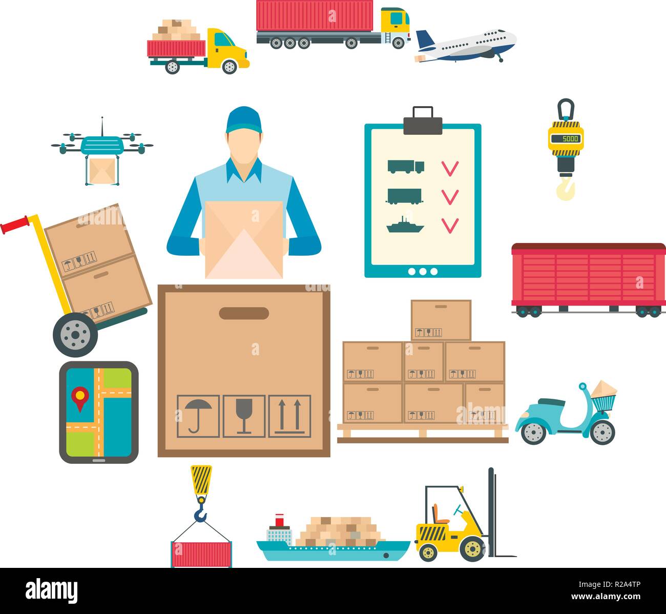Logistics flat icons set for web and mobile devices Stock Vector Image ...