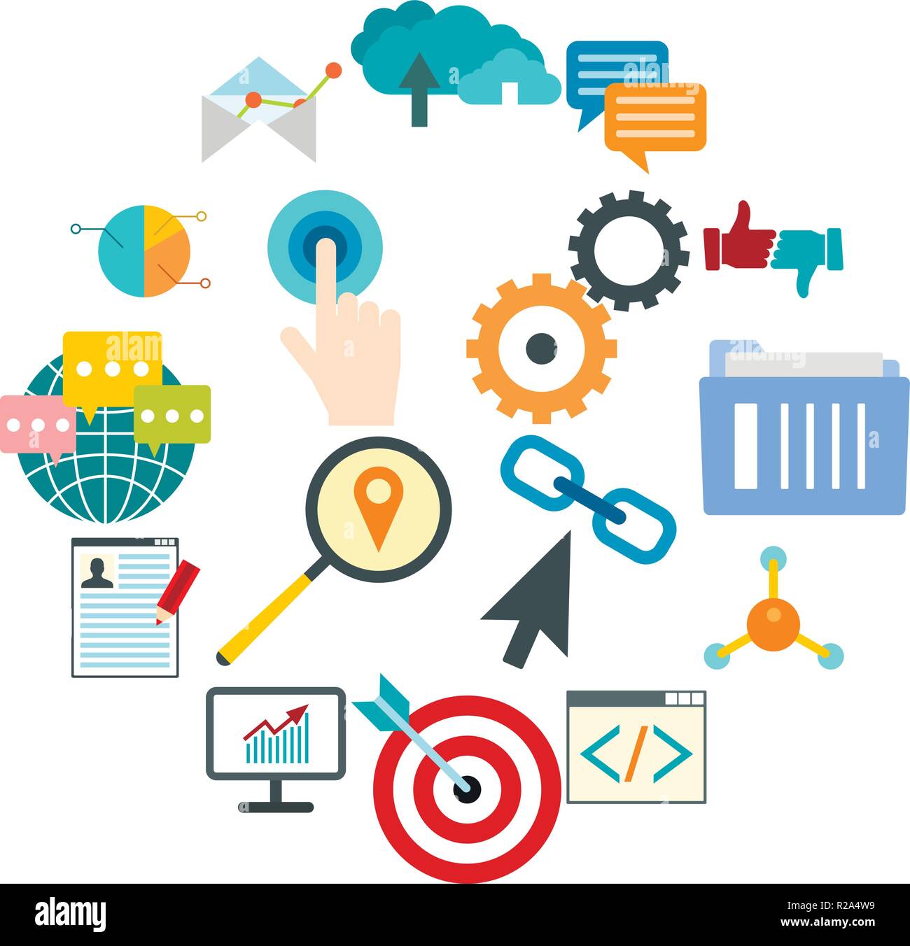 Seo web flat icon for web and mobile devices Stock Vector