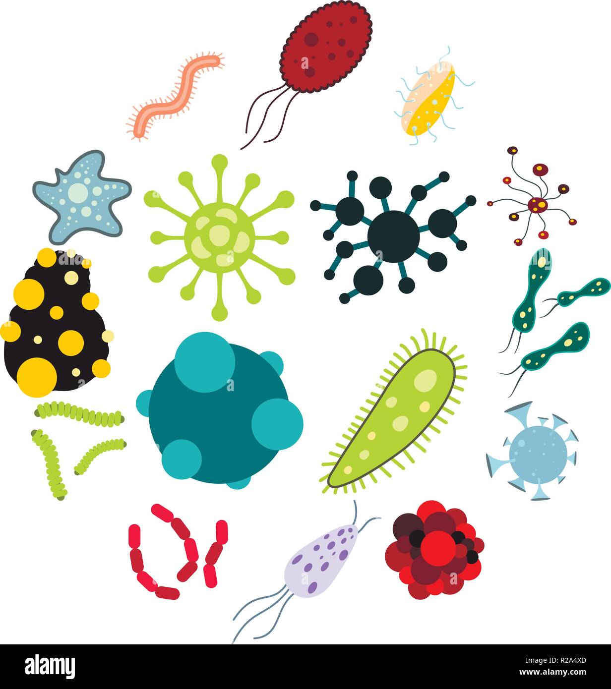 Virus flat icons set for web and mobile devices Stock Vector