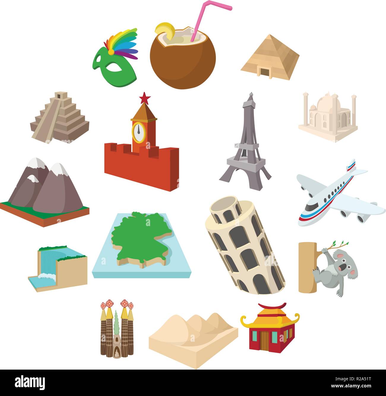 Tourism icon set in cartoon style isolated on white Stock Vector Image ...