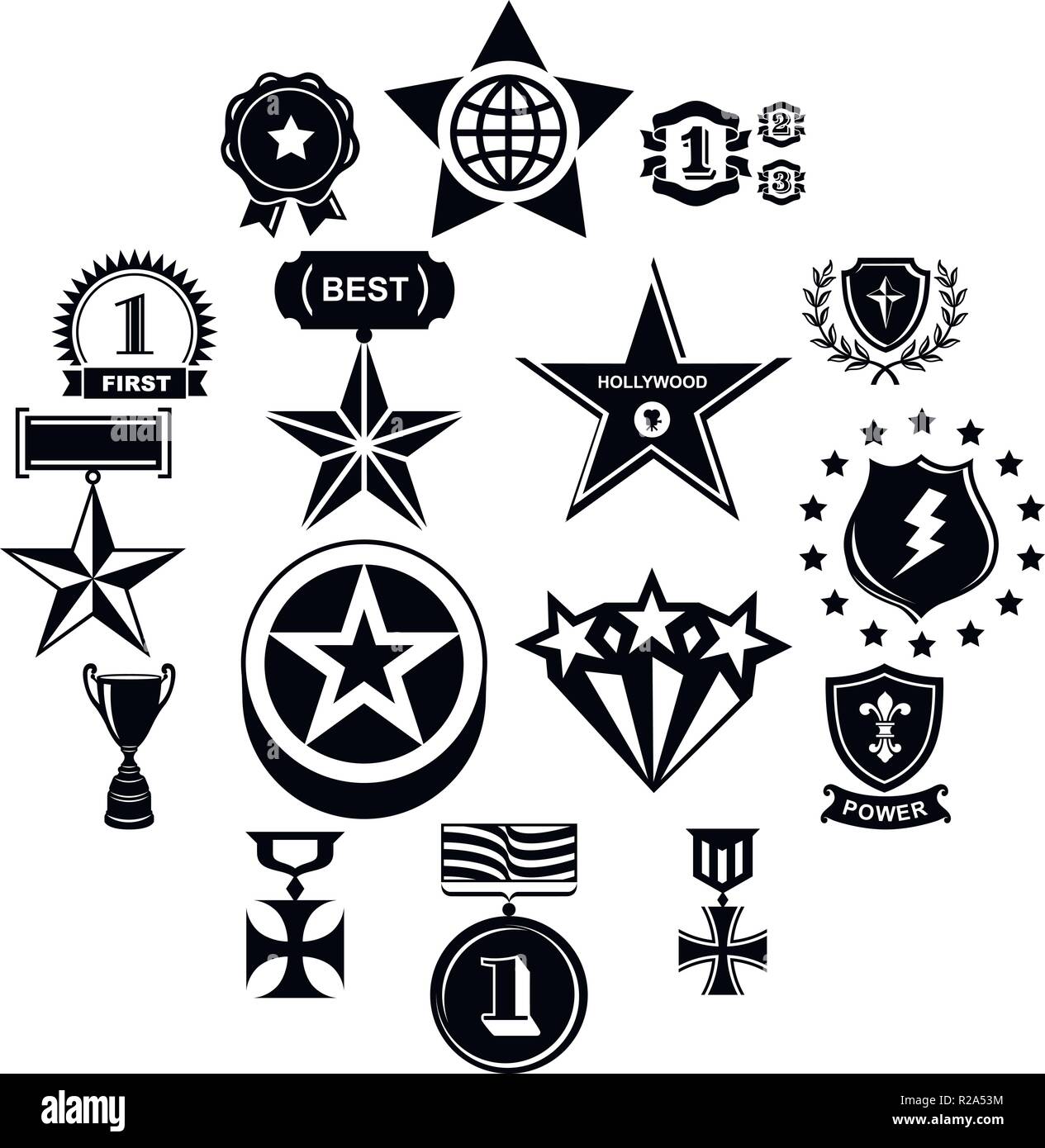 Trophy and awards black simple icons set Stock Vector Image & Art - Alamy