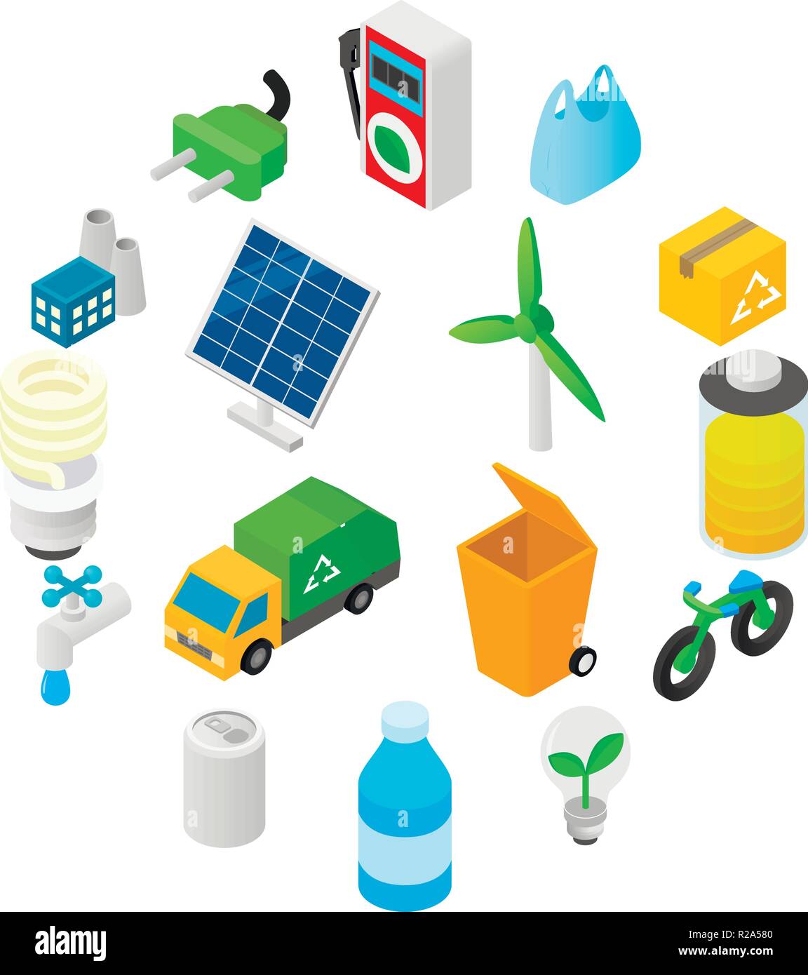Ecology isometric 3d icons set isolated on white background Stock ...