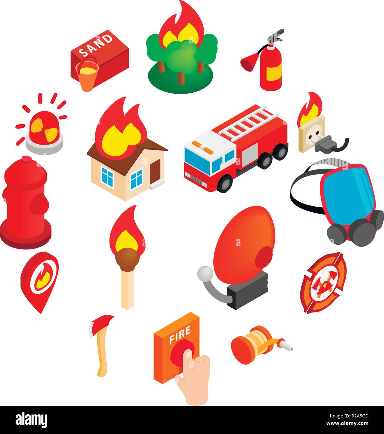 Firefighter isometric 3d icon isolated on white background Stock Vector ...