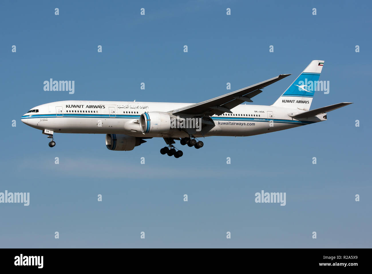 Kuwait Airways Boeing 777200ER landing at London Heathrow airport