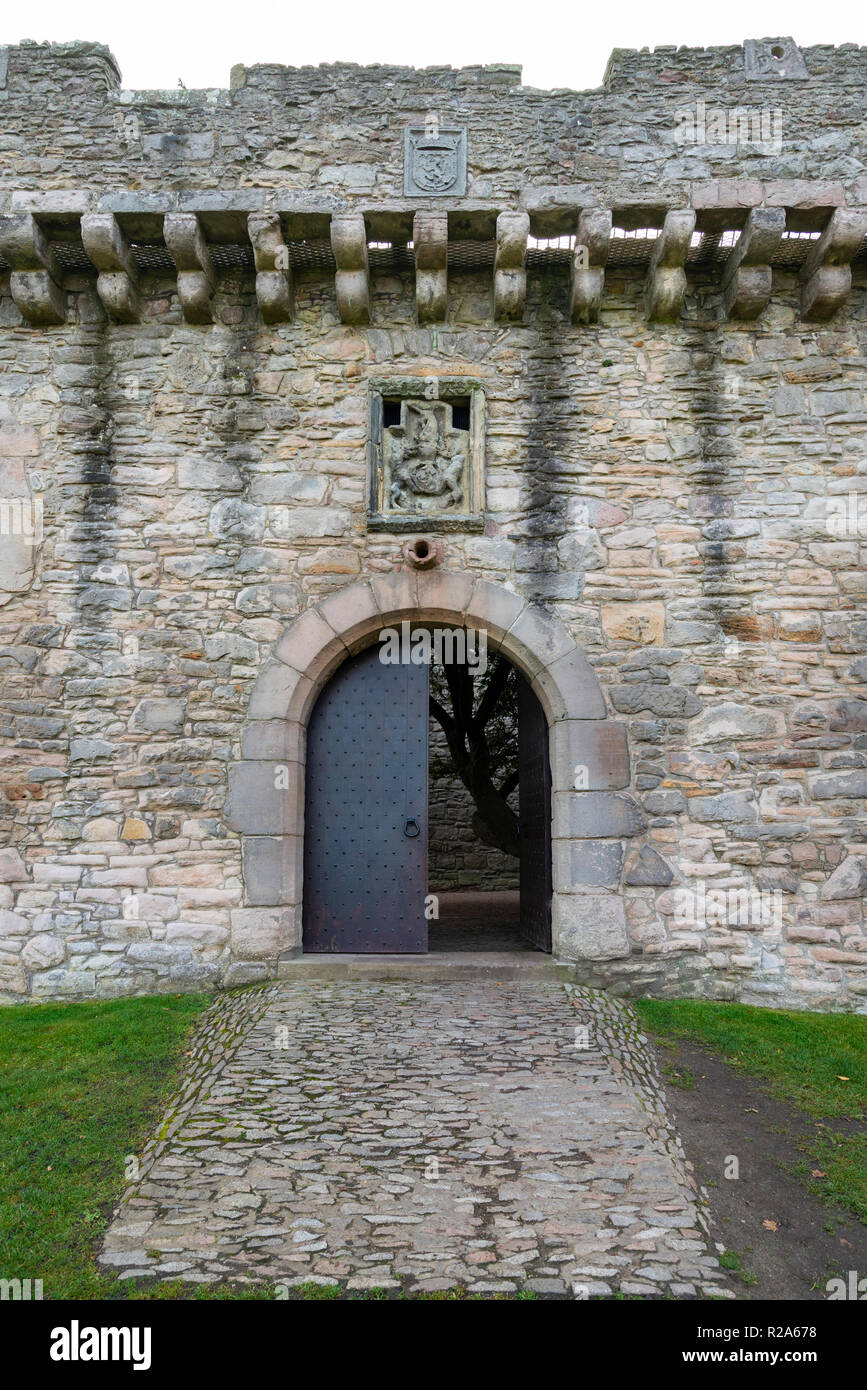 Entrance gate to Craigmillar Castle in Edinburgh, Scotland, UK Stock