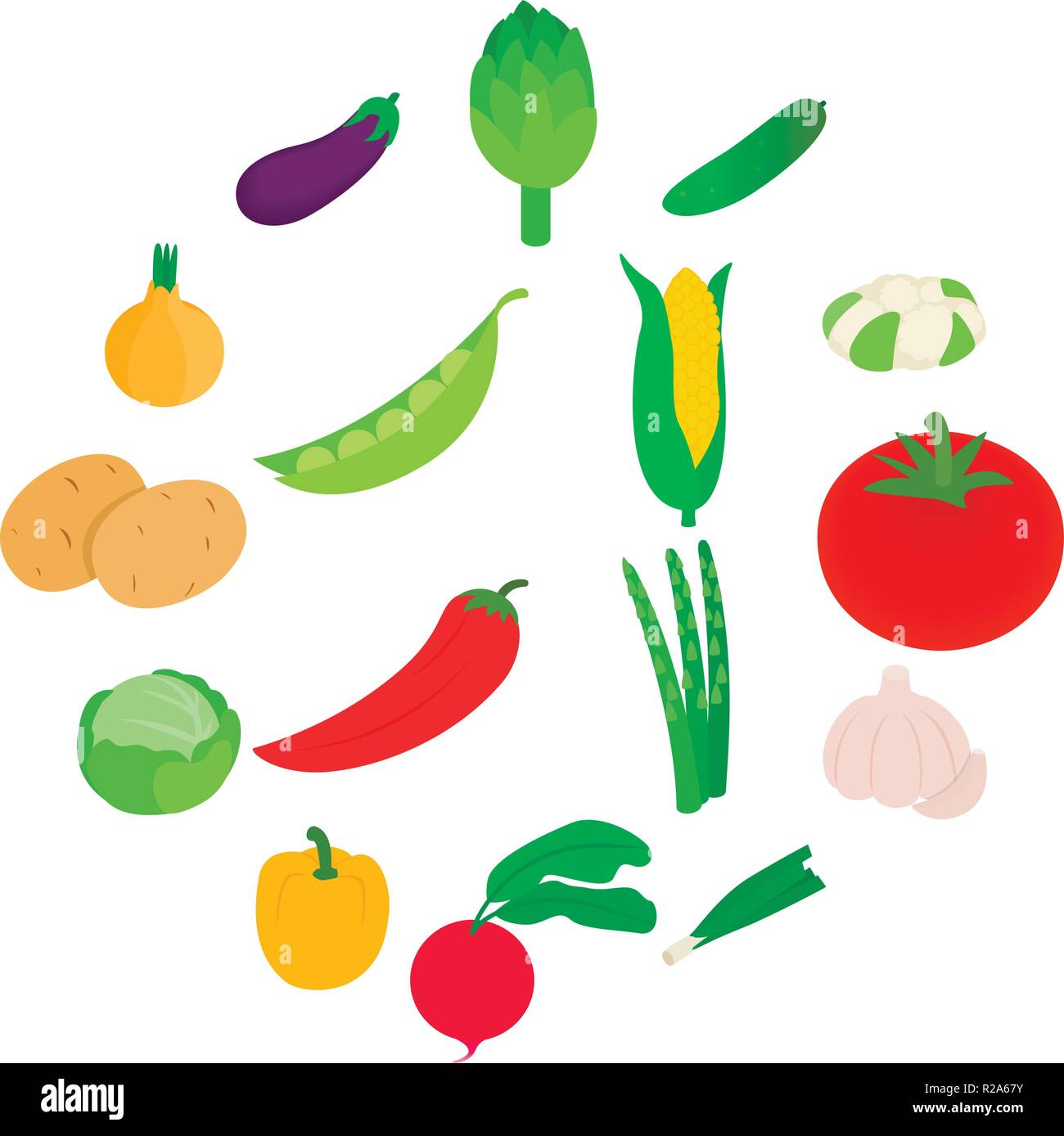 Vegetables icons set in isometric 3d style isolated on white background ...