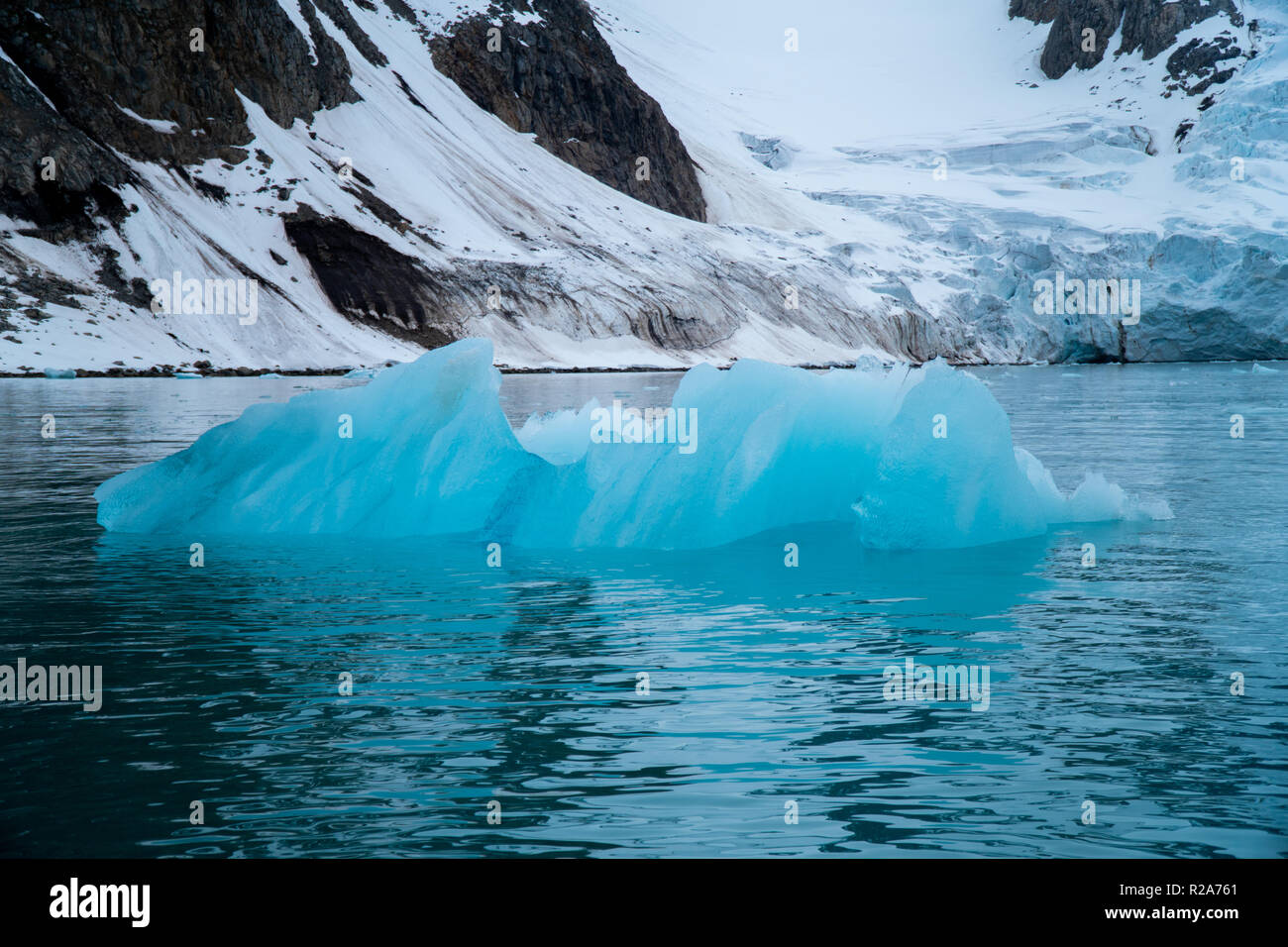 Arctic sea ice in Svalbard, Norway in June Stock Photo