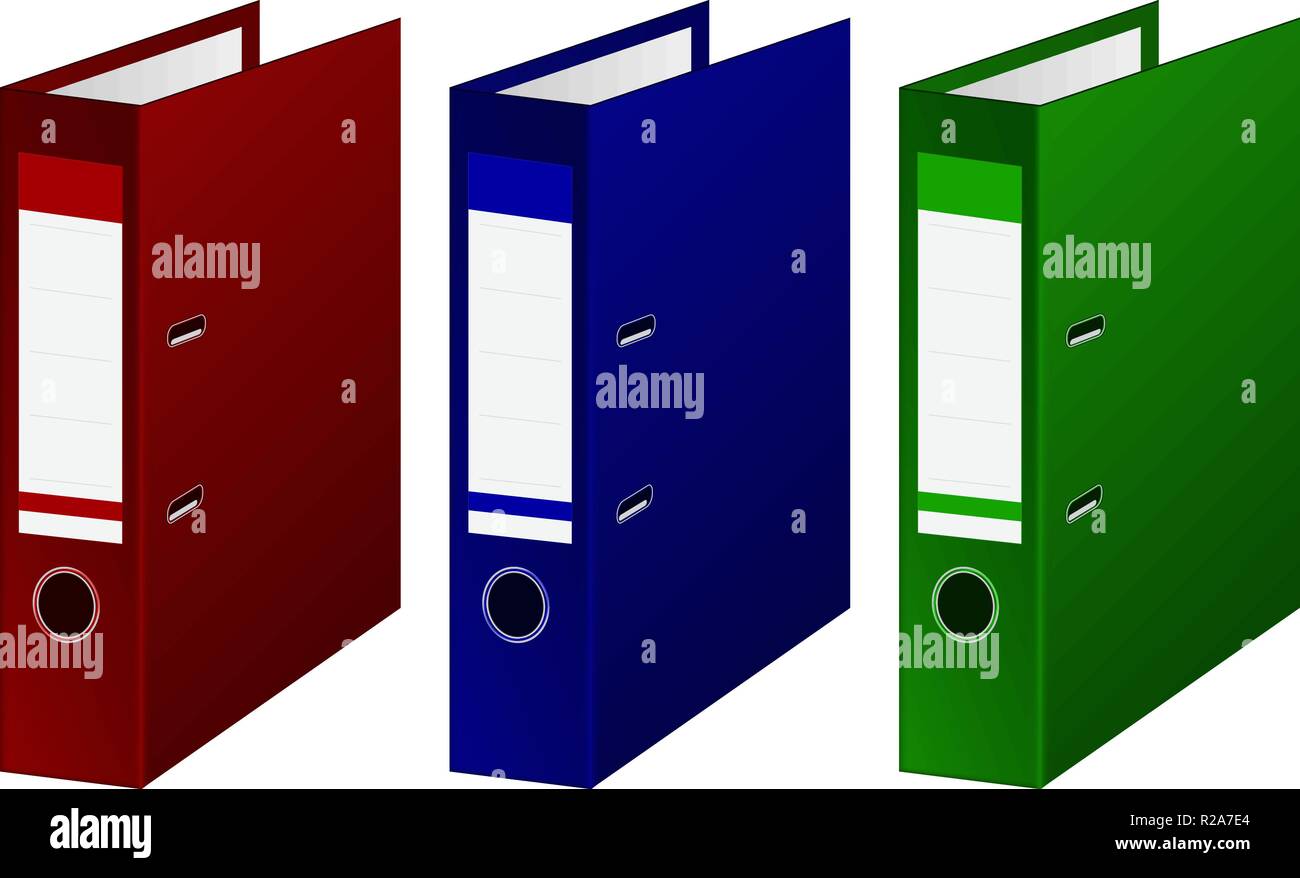 Paper folders. Colored ring binders Stock Vector