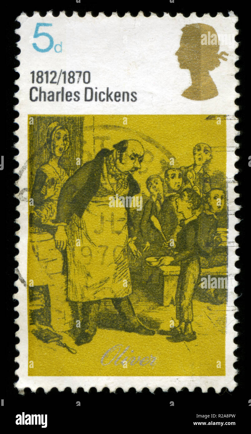 Postage stamp from Great Britain in the Dickens & Wordsworth series issued in 1970 Stock Photo