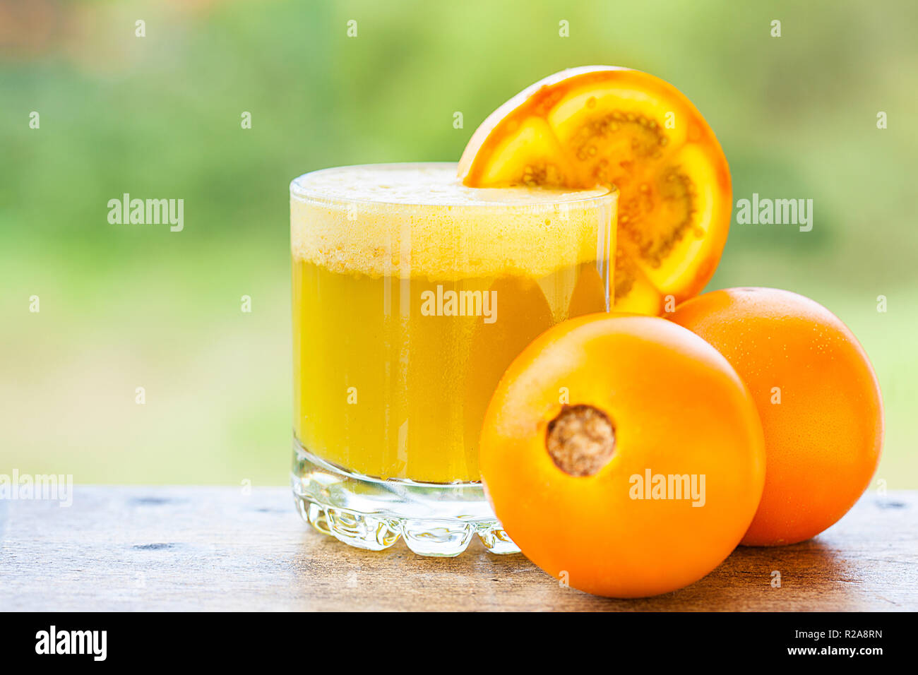 Lulo juice a traditional Colombian exotic fruit (Solanum quitoense