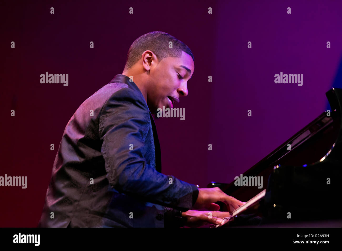 CHRISTIAN SANDS on piano with MONTEREY JAZZ FESTIVAL ON TOUR performing at the 61st Monterey Jazz Festival - MONTEREY, CALIFORNIA Stock Photo