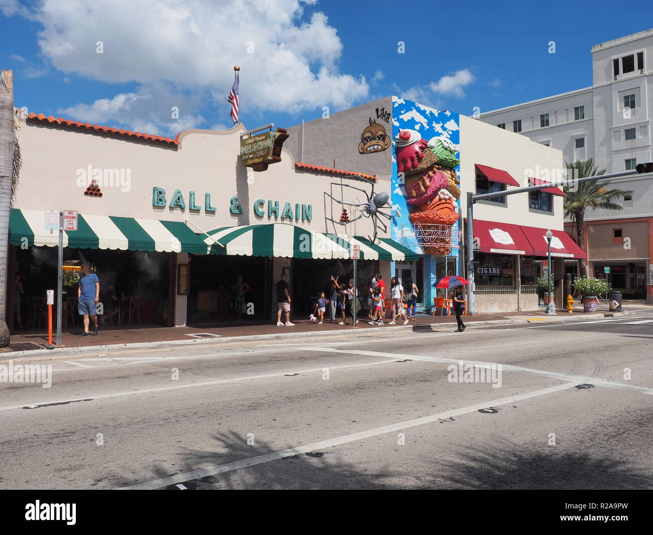 Miami, Florida 10-21-2018 Street scene on Calle Ocho - Eigth Street - in Miami's Little Havana. Stock Photo