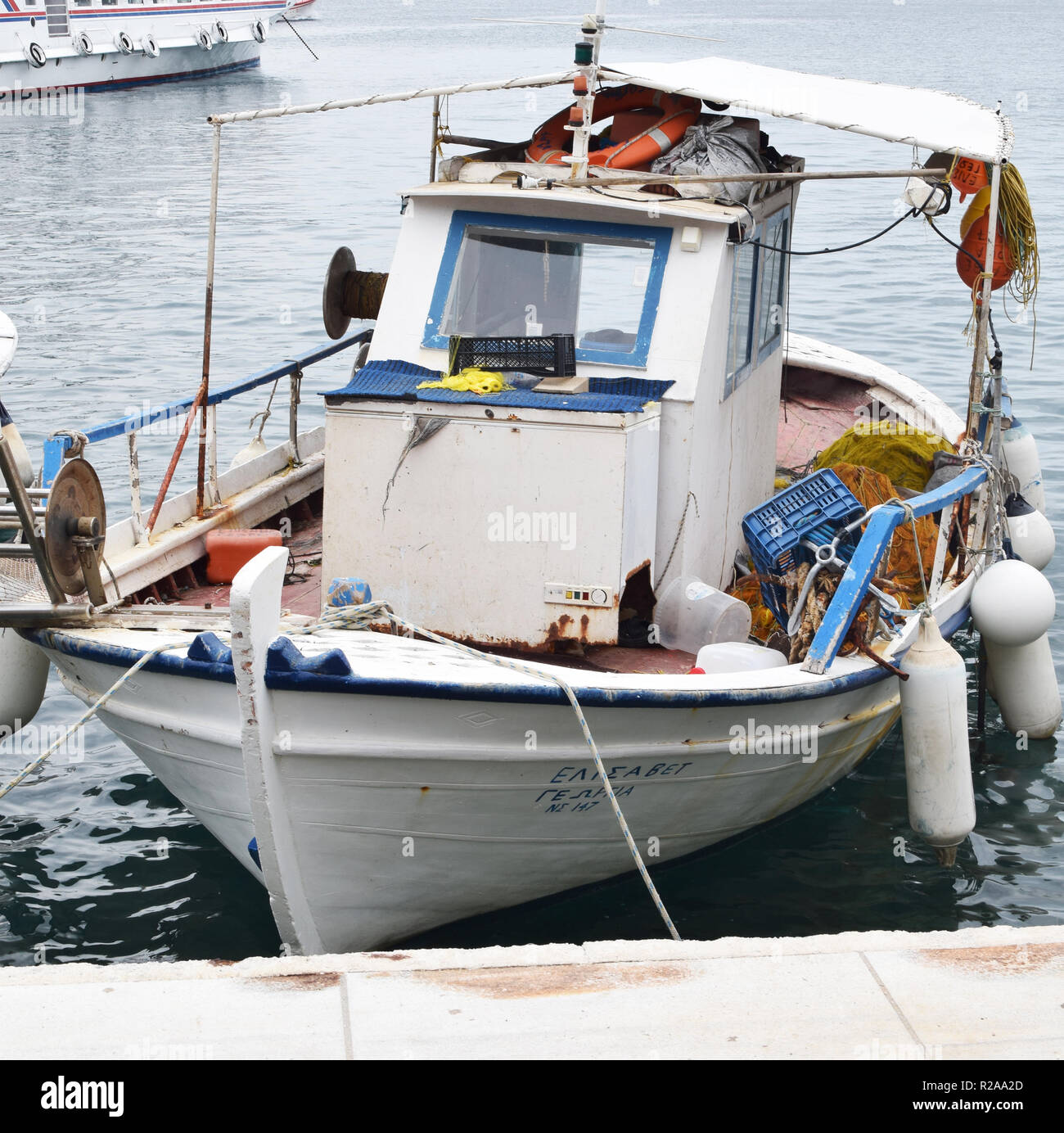Old fishing boat in harbour number 3715 Stock Photo Alamy
