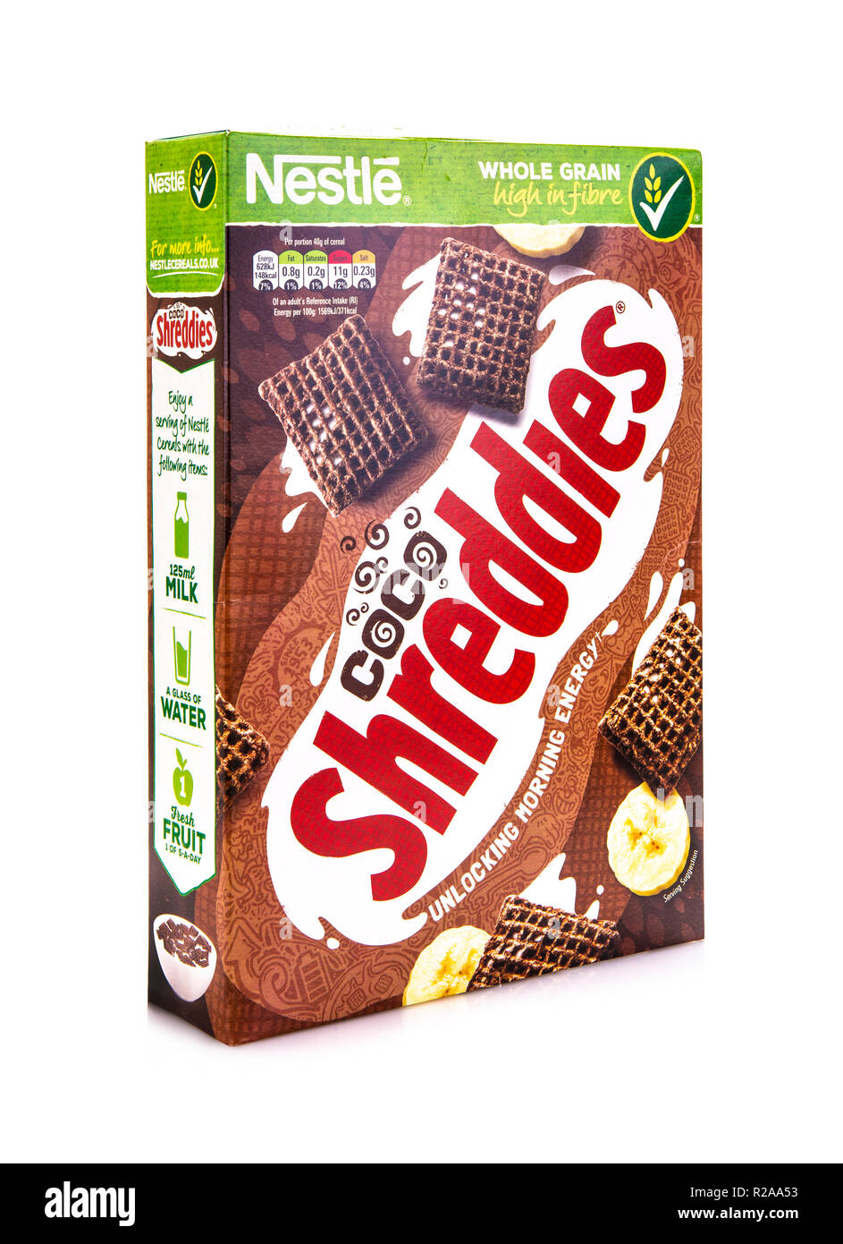 SWINDON, UK - NOVEMBER 18, 2018: Coco Shreddies made by Nestle on a white background Stock Photo